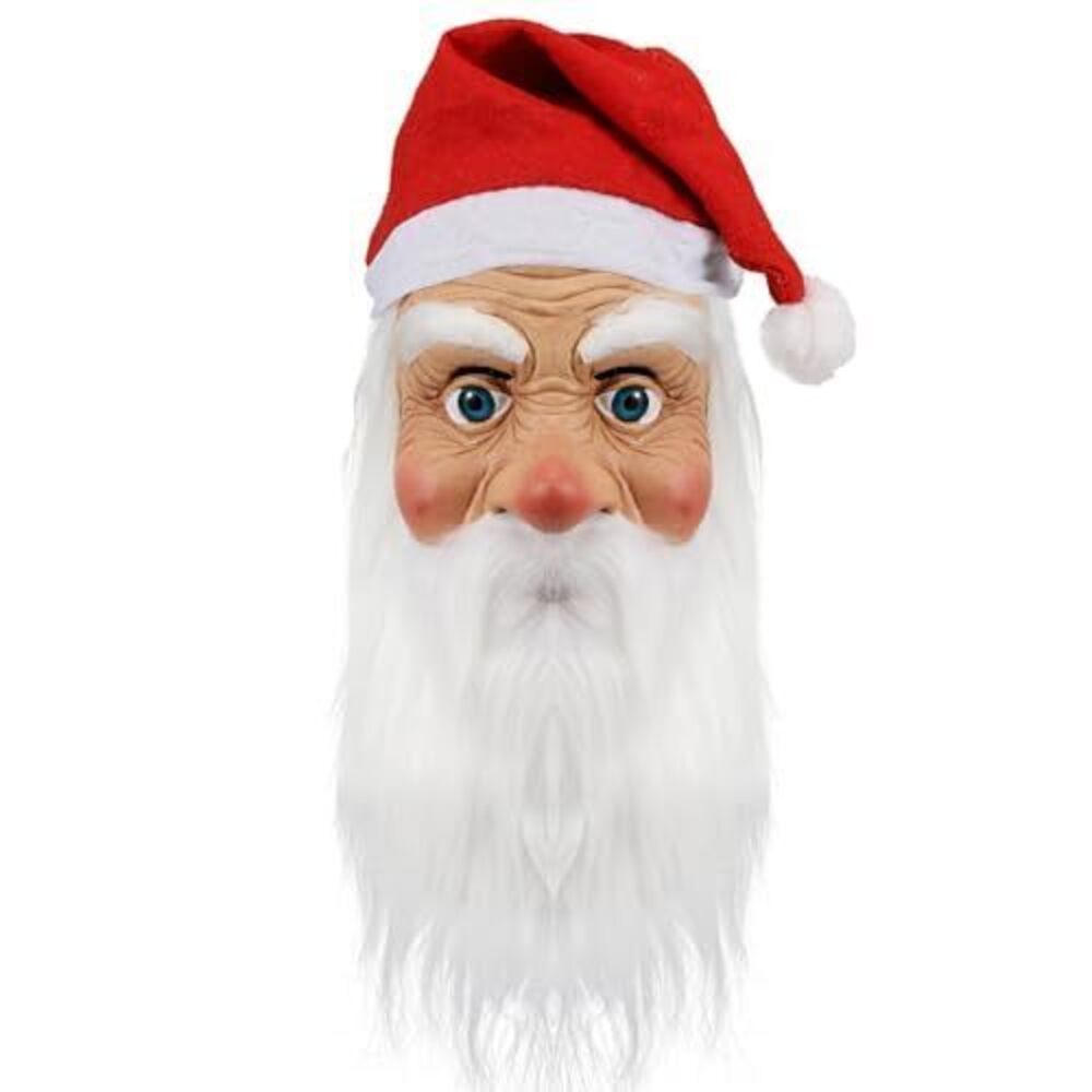 8734 Santa Claus Mask Realistic Old Man Face Mask Latex Grandpa Mask